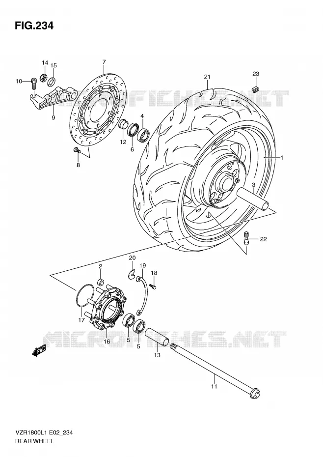 ROUE ARRIERE (VZR1800L1 E2) Suzuki MOTO 1800 INTRUDER 2011  VZR1800ZUFL1(E2)