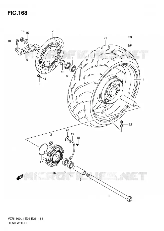 ROUE ARRIERE (VZR1800L1 E3) Suzuki MOTO 1800 INTRUDER 2011  VZR1800L1(E3)