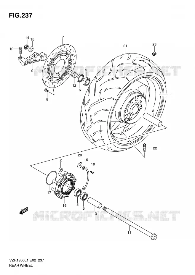 ROUE ARRIERE (VZR1800L1 E51) Suzuki MOTO 1800 INTRUDER 2011  VZR1800ZL1(E2)