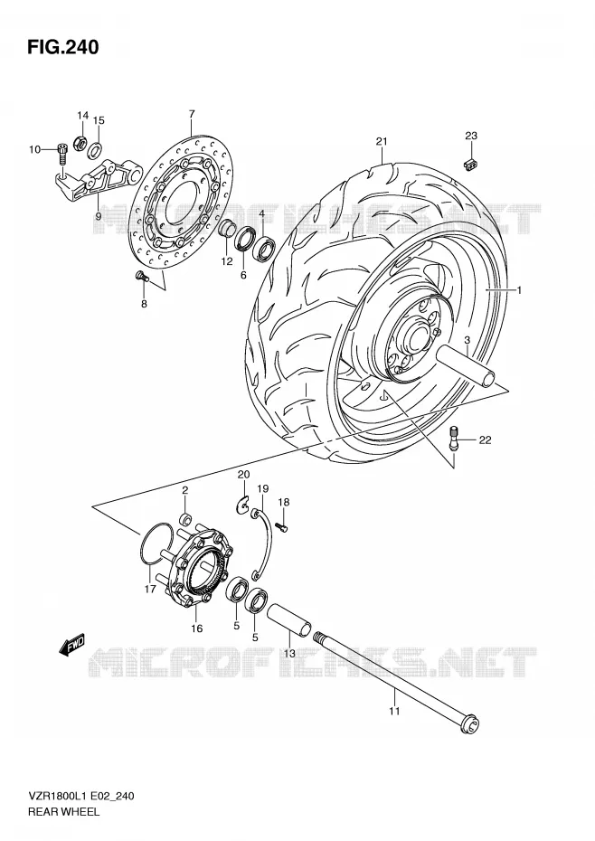 ROUE ARRIERE (VZR1800ZL1 E24) Suzuki MOTO 1800 INTRUDER 2011  VZR1800L1(E2)
