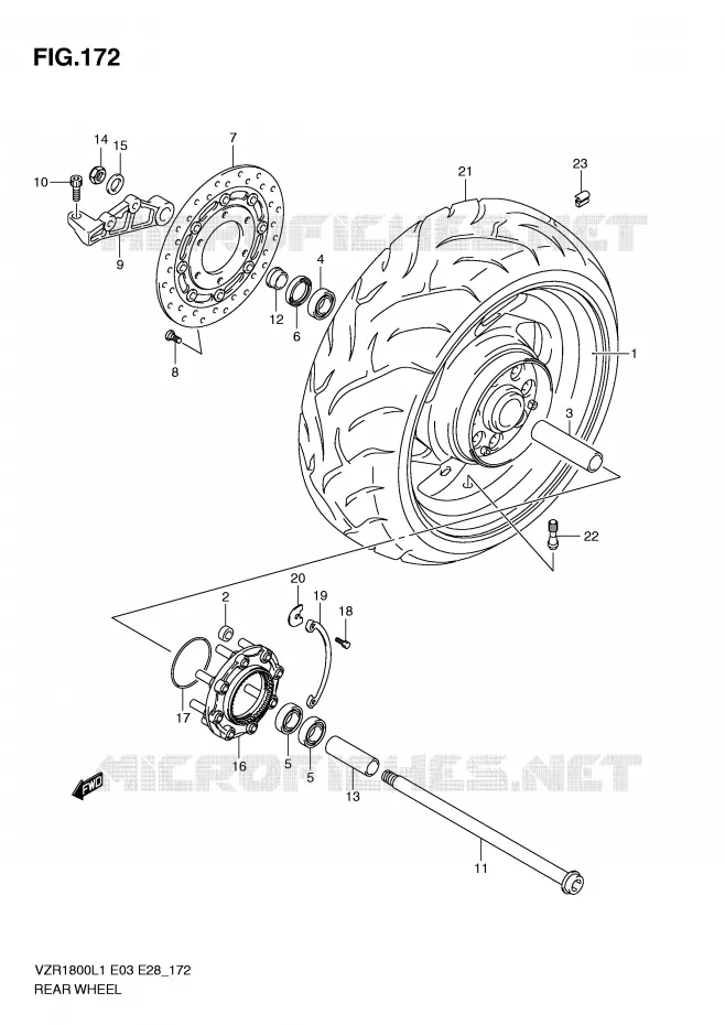 ROUE ARRIERE (VZR1800ZL1 E28) Suzuki MOTO 1800 INTRUDER 2011  VZR1800L1(E3)