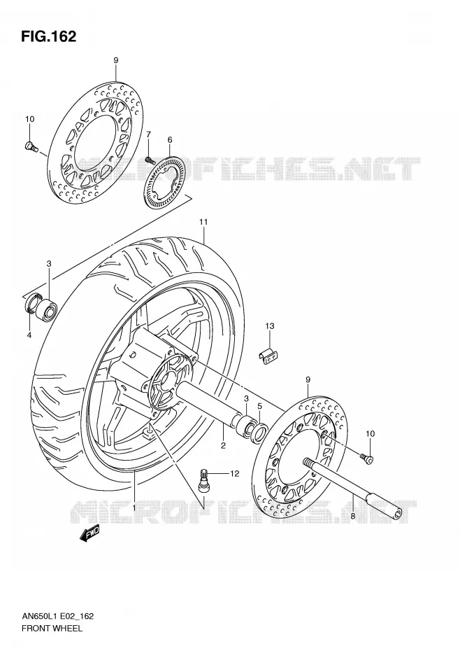 ROUE AVANT (AN650AL1 E2) Suzuki SCOOTER 650 BURGMAN 2011  AN650AL1(E2)