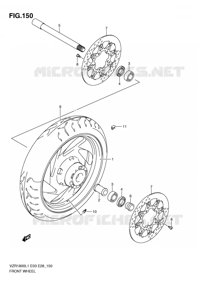ROUE AVANT (VZR1800ZL1 E3) Suzuki MOTO 1800 INTRUDER 2011  VZR1800ZL1(E3)