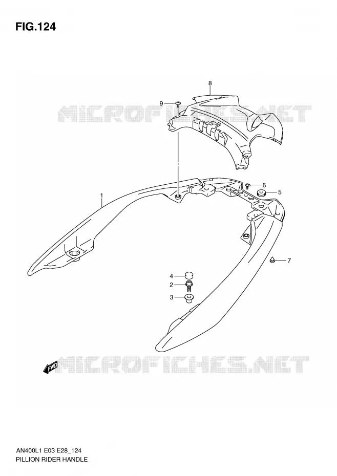 SUPPORT DOSSERET (AN400L1 E3) Suzuki SCOOTER 400 BURGMAN 2011  AN400AL1(E03)