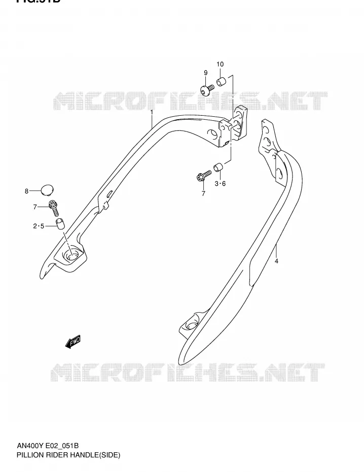 SUPPORT DOSSERET (SIDE)(MODELE K2) Suzuki SCOOTER 400 BURGMAN 2002  AN400K2(E2)