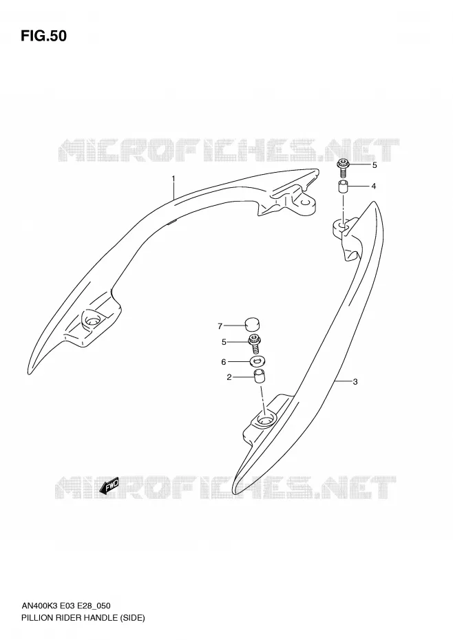 SUPPORT DOSSERET (SIDE)(MODELE K3) Suzuki SCOOTER 400 BURGMAN 2005  AN400SK5(E3/E28)