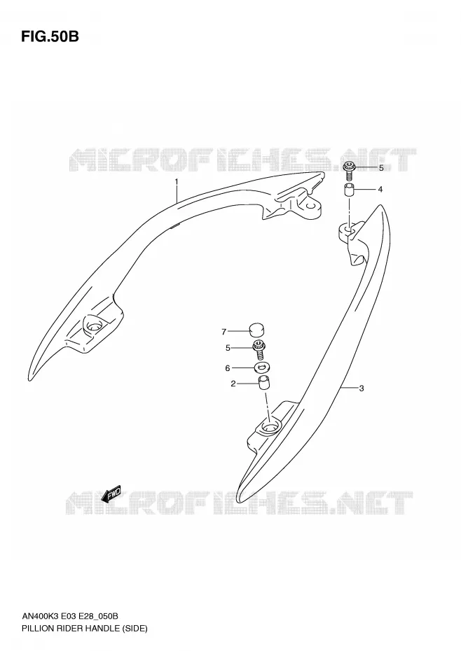 SUPPORT DOSSERET (SIDE)(MODELE K5/K6) Suzuki SCOOTER 400 BURGMAN 2004  AN400K4(E3/E28)