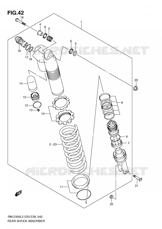 AMORTISSEUR ARRIERE (RM-Z4501L2 E28) Suzuki MOTO 450 RM-Z 2012  RM-Z450L2(E3)