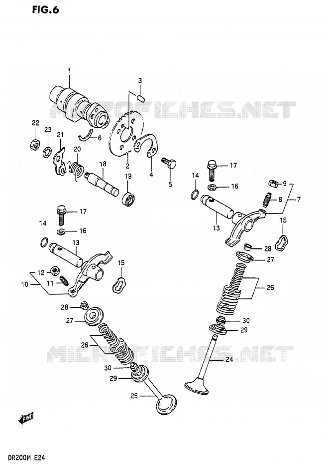 ARBRE A CAMES - SOUPAPES Suzuki MOTO 200 DR 1987  DR200H(E24)