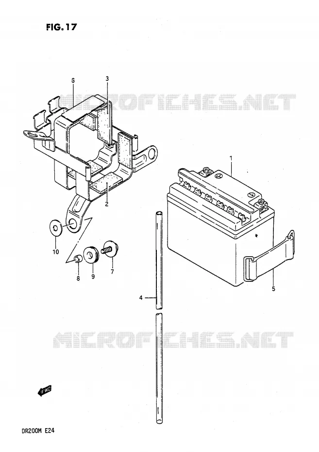 BATTERIE (E6,E21,E24) Suzuki MOTO 200 DR 1991  DR200M(E24)