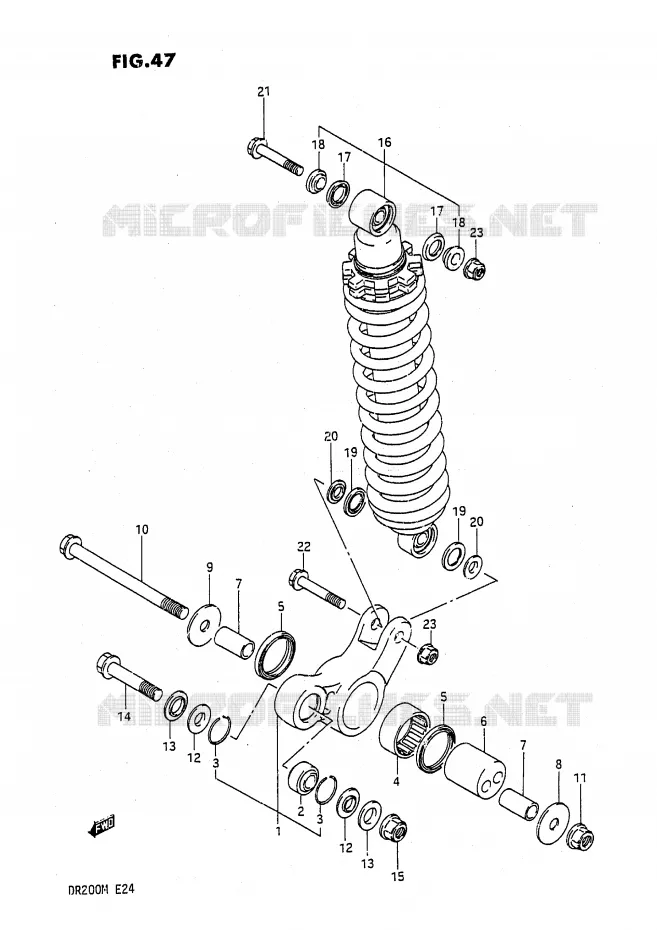 BIELLETTE DE SUSPENSION ARRIERE Suzuki MOTO 200 DR 1987  DR200H(E24)