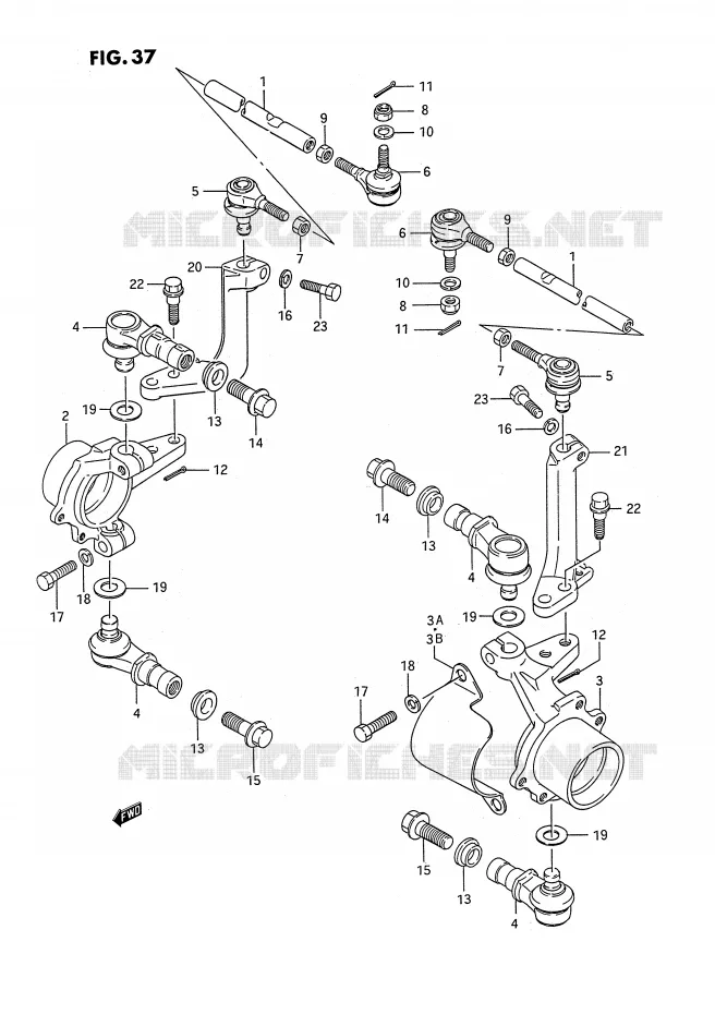 BIELLETTES DE DIRECTION - MOYEU Suzuki QUAD 250 QUADRUNNER 1992  LT-4WDN(E3)