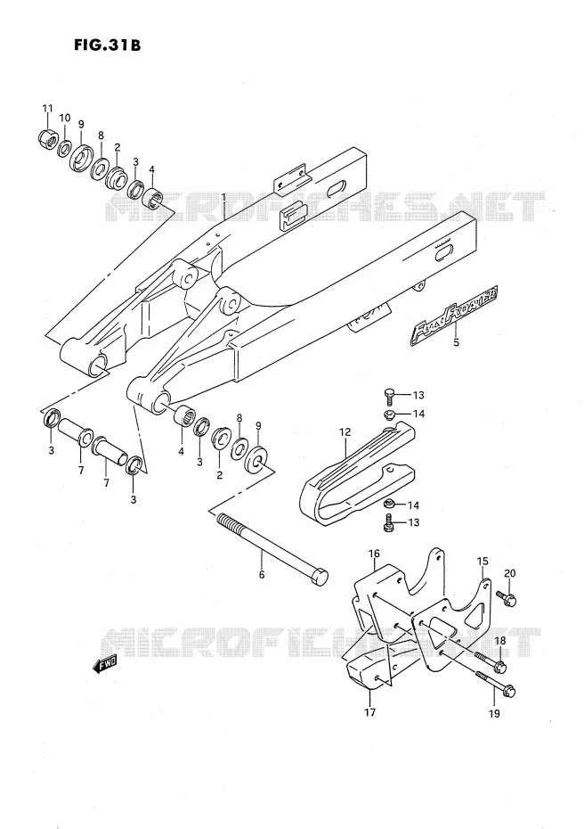 BRAS OSCILLANT ARRIERE (MODELE L) Suzuki MOTO 80 RM 1994  RM80R(E24)