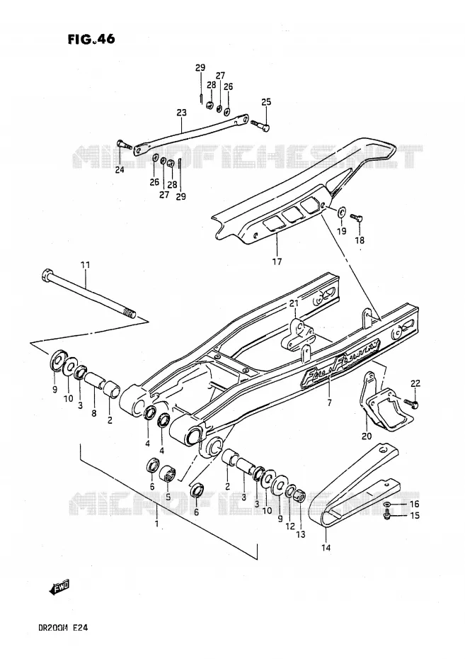 BRAS OSCILLANT ARRIERE Suzuki MOTO 200 DR 1987  DR200H(E24)