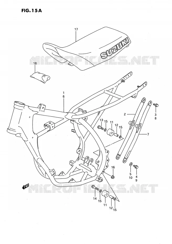 CADRE - SELLE (MODELE H/K/L) Suzuki MOTO 80 RM 1991  RM80M(E24)