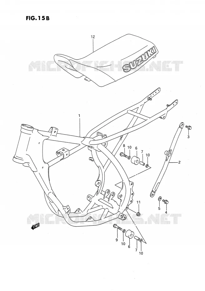 CADRE - SELLE (MODELE M/N) Suzuki MOTO 80 RM 1993  RM80P(E24)