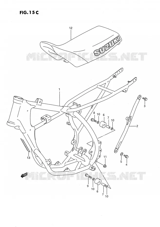 CADRE - SELLE (MODELE P/R/S) Suzuki MOTO 80 RM 1991  RM80M(E24)