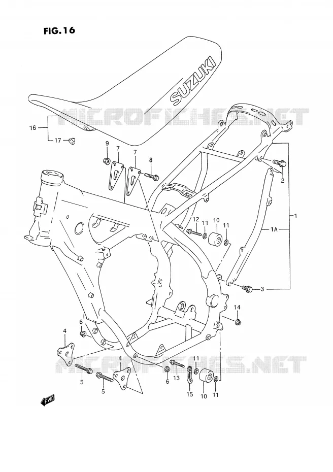 CADRE - SELLE (MODELE P) Suzuki MOTO 250 RM 1993  RM250P(E3)