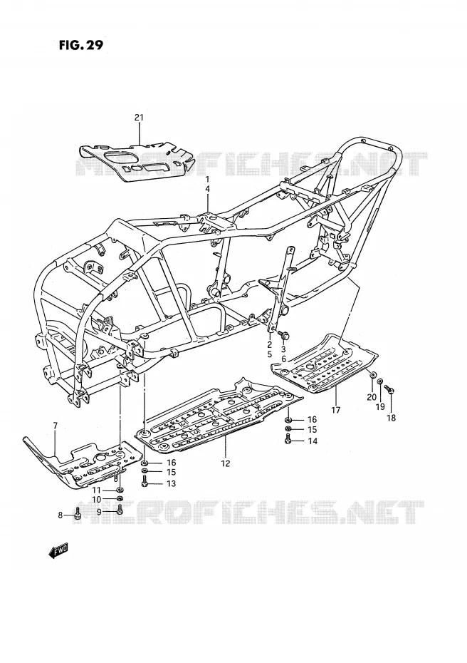 CADRE (MODELE H/J/K) Suzuki QUAD 250 QUADRUNNER 1991  LT-4WDM(E3)
