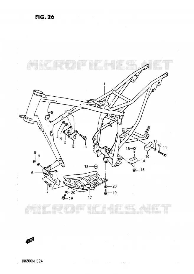 CADRE Suzuki MOTO 200 DR 1987  DR200H(E24)
