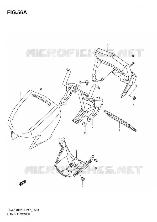 CARENAGE DE GUIDON (LT-A750XPL1 P24) Suzuki QUAD 750 KINGQUAD 2011  LT-A750XPL1(P17)