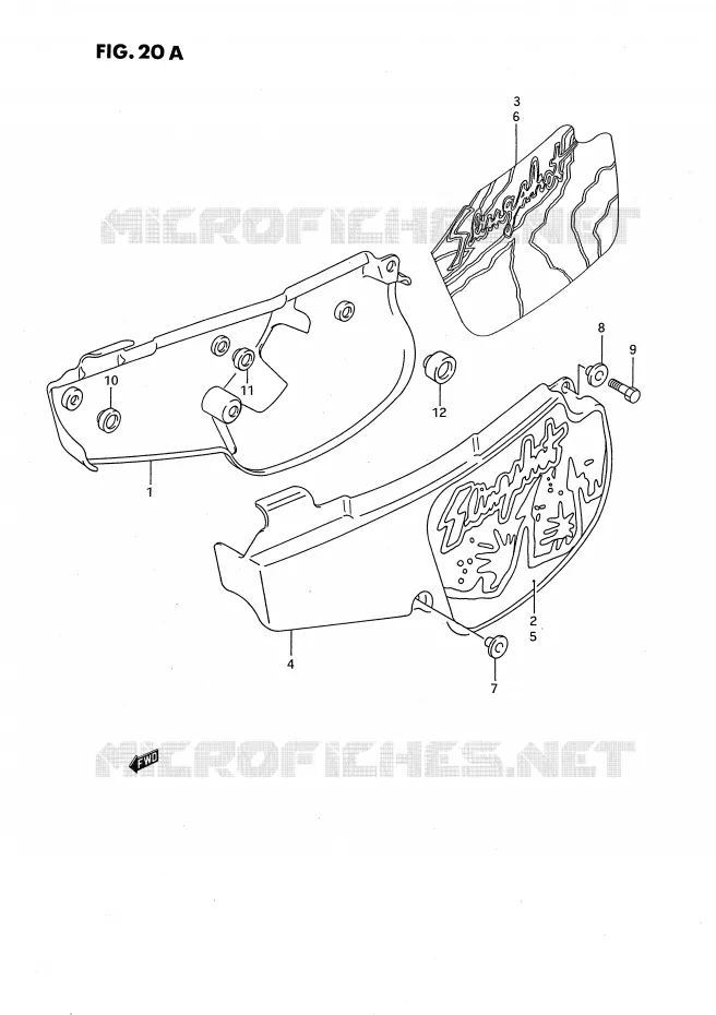 CARENAGES ARRIERE  (MODELE M/N) Suzuki MOTO 80 RM 1988  RM80J(E24)