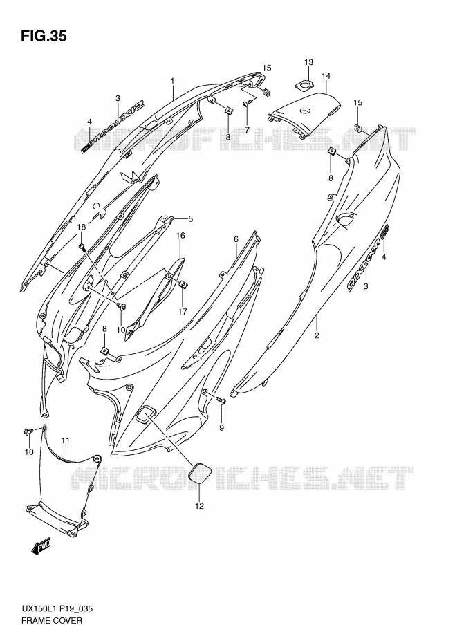 CARENAGES ARRIERE Suzuki SCOOTER 150 SIXTEEN 2011  UX150L1(P19)