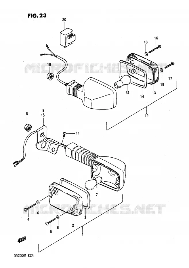 CLIGNOTANTS (E21) Suzuki MOTO 200 DR 1988  DR200J(E24)