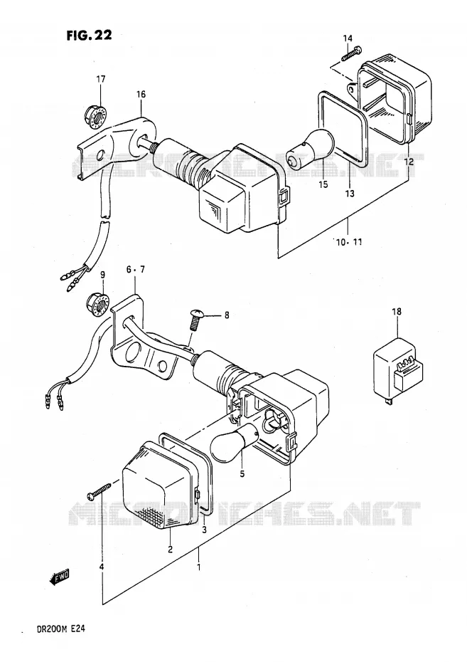 CLIGNOTANTS (E6, E24) Suzuki MOTO 200 DR 1989  DR200K(E24)