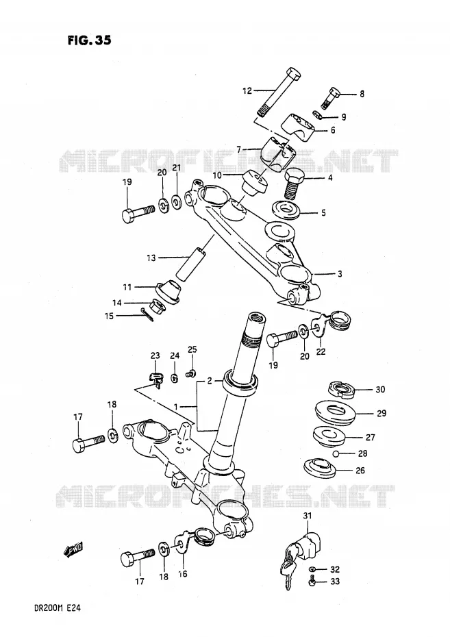COLONNE DE DIRECTION (MODELE H/J/K/M) Suzuki MOTO 200 DR 1991  DR200M(E24)