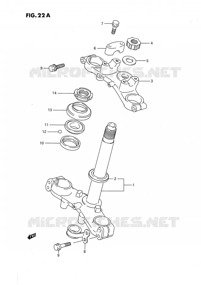 COLONNE DE DIRECTION (MODELE K) Suzuki MOTO 80 RM 1991  RM80M(E24)