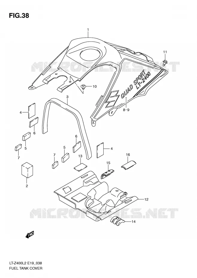 COUVRE RESERVOIR (LT-Z400ZL2 E19) Suzuki QUAD 400 QUADSPORT 2012  LT-Z400L2(E19)