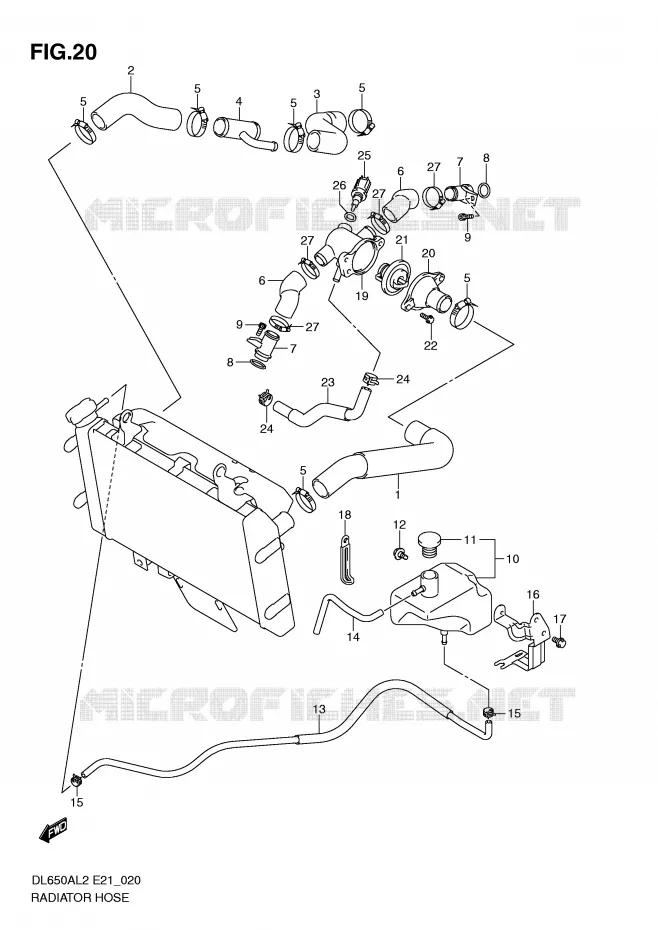 DURITE DE RADIATEUR Suzuki MOTO 650 V-STROM 2012  DL650AL2(E21)