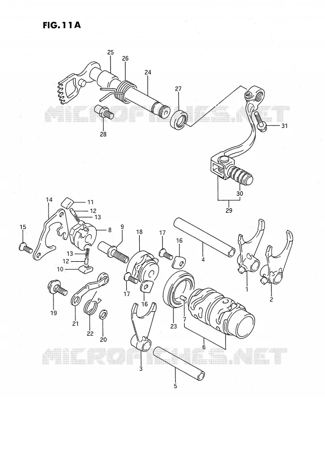 ENSEMBLE DE SELECTION DE VITESSES (MODELE K/L/M/N/P/R/S) Suzuki MOTO 80 RM 1986  RM80G(E24)