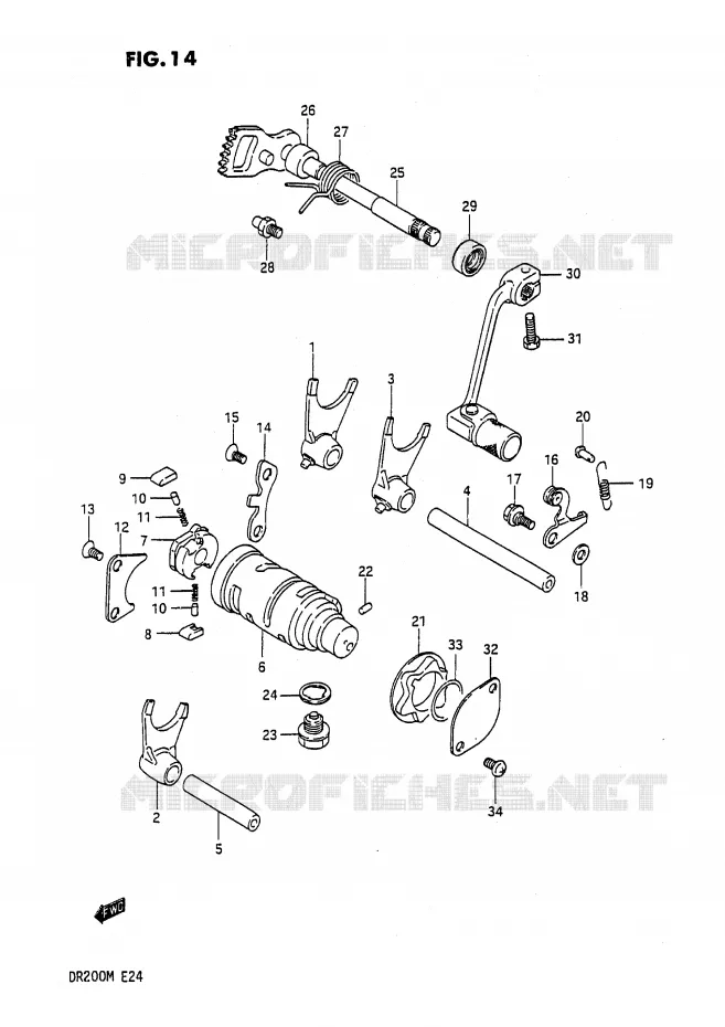ENSEMBLE DE SELECTION DE VITESSES Suzuki MOTO 200 DR 1989  DR200K(E24)
