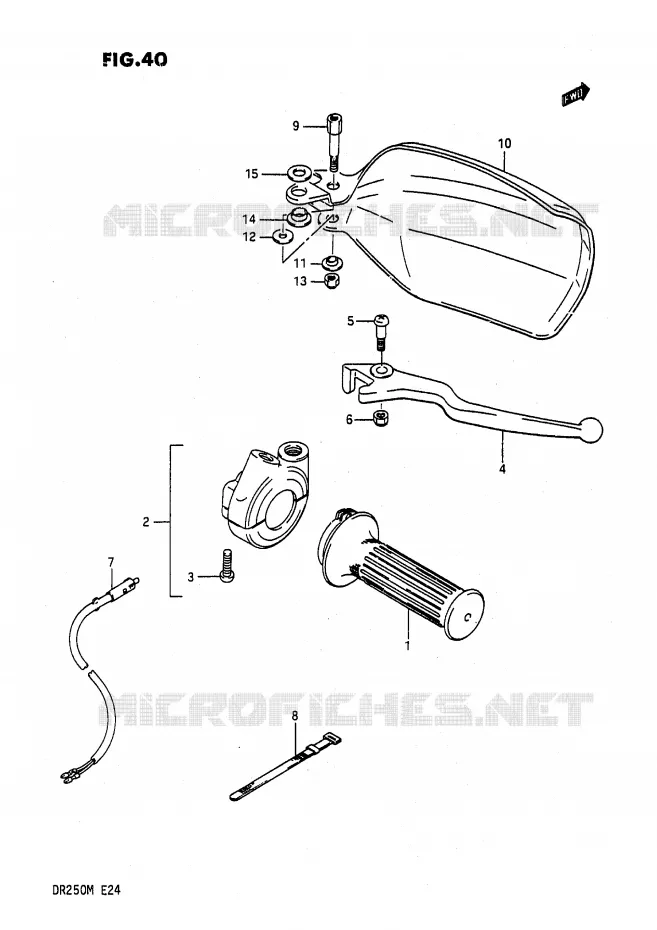 ENSEMBLE LEVIER - COMMODO DROIT Suzuki MOTO 200 DR 1986  DR200G(E24)