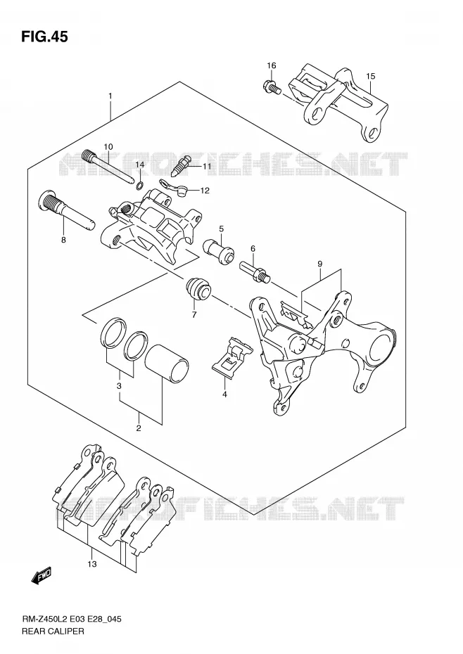ETRIER DE FREIN ARRIERE Suzuki MOTO 450 RM-Z 2012  RM-Z450L2(E3)