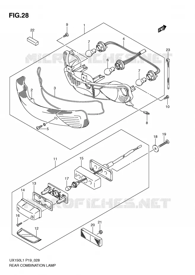 FEU ARRIERE Suzuki SCOOTER 150 SIXTEEN 2011  UX150L1(P19)