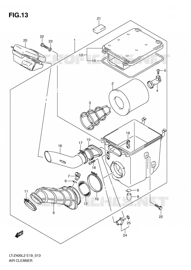 FILTRE A AIR Suzuki QUAD 400 QUADSPORT 2015  LT-Z400L2(E19)