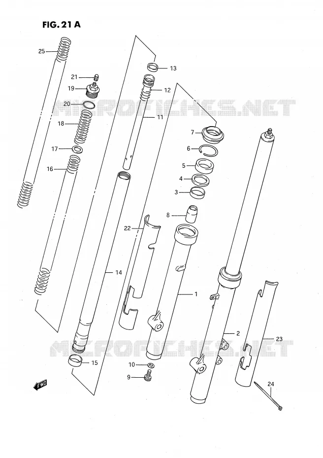FOURCHE AVANT (MODELE K) Suzuki MOTO 80 RM 1989  RM80K(E24)