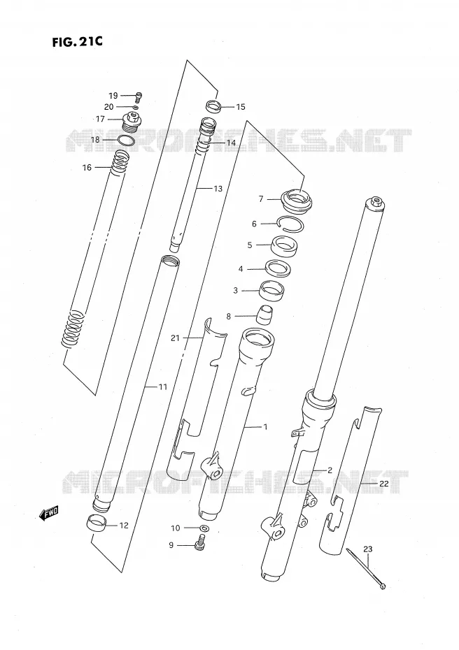 FOURCHE AVANT (MODELE S) Suzuki MOTO 80 RM 1988  RM80J(E24)