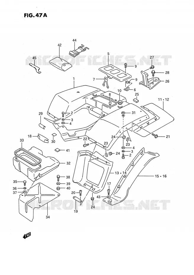 GARDE BOUE ARRIERE (MODELE M/N/P/R/S) Suzuki QUAD 250 QUADRUNNER 1990  LT-4WDL(E3)