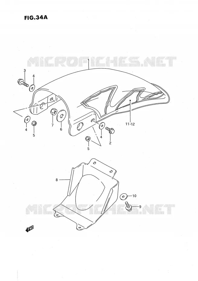 GARDE BOUE ARRIERE (MODELE N/P/R/S) Suzuki MOTO 80 RM 1993  RM80P(E24)