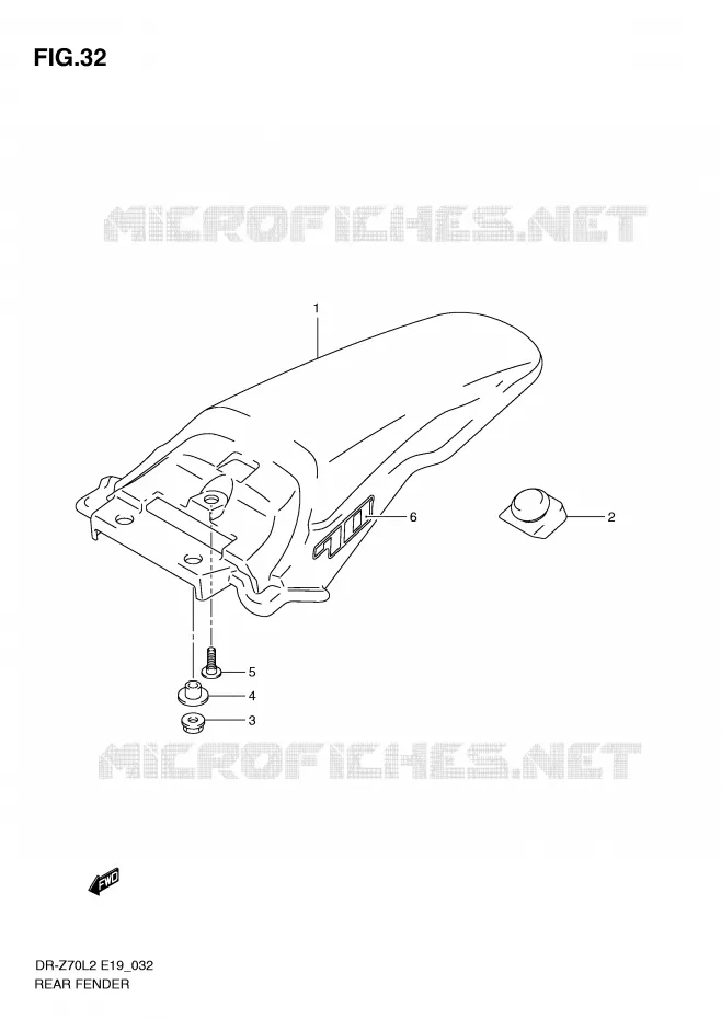 GARDE BOUE ARRIERE Suzuki MOTO 70 DR-Z 2012  DR-Z70L2(E19)