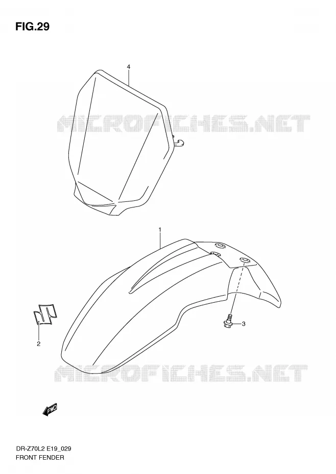GARDE BOUE AVANT Suzuki MOTO 70 DR-Z 2012  DR-Z70L2(E19)