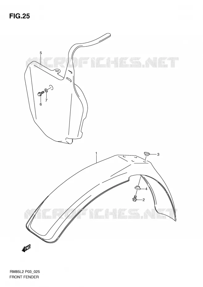 GARDE BOUE AVANT Suzuki MOTO 85 RM 2012  RM85LL2(P03)