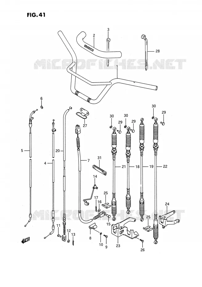 GUIDON - CABLES (MODELE H) Suzuki QUAD 250 QUADRUNNER 1993  LT-4WDP(E3)