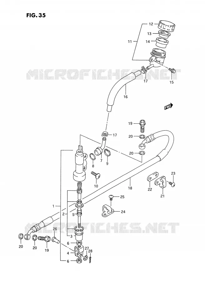 MAITRE CYLINDRE ARRIERE Suzuki MOTO 250 RM-250 1995  RM250S(E3)