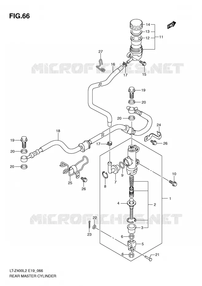 MAITRE CYLINDRE ARRIERE Suzuki QUAD 400 QUADSPORT 2012  LT-Z400ZL2(E19)