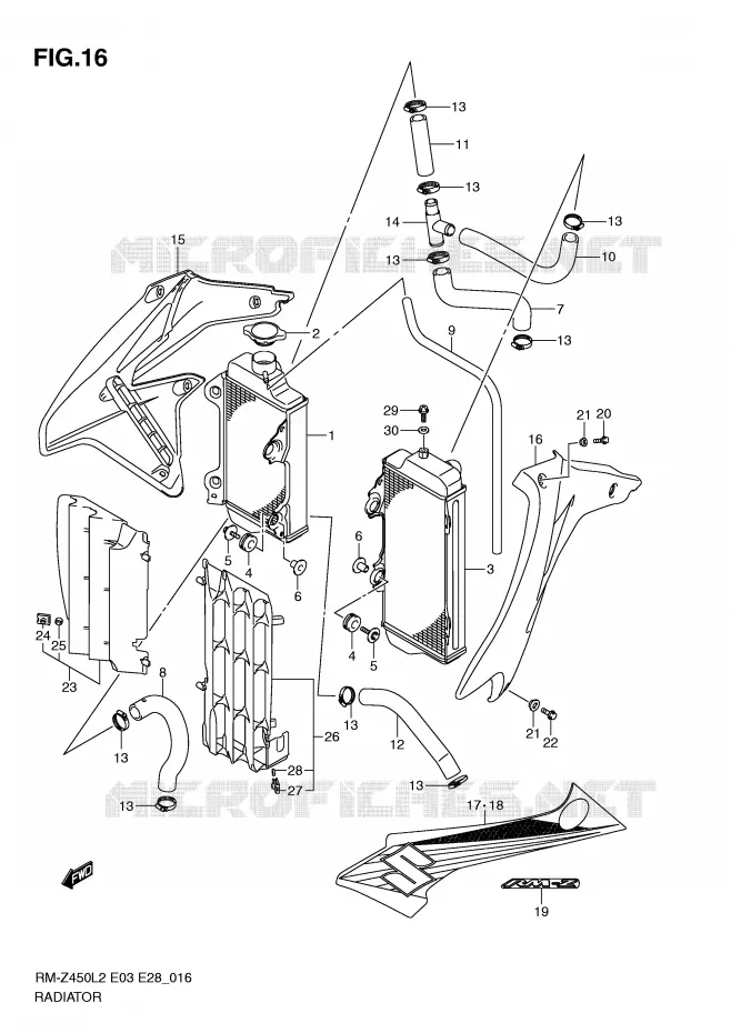 RADIATEUR Suzuki MOTO 450 RM-Z 2012  RM-Z450L2(E3)